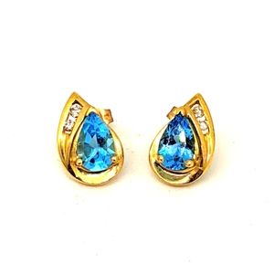 Blue Topaz & diamond earrings